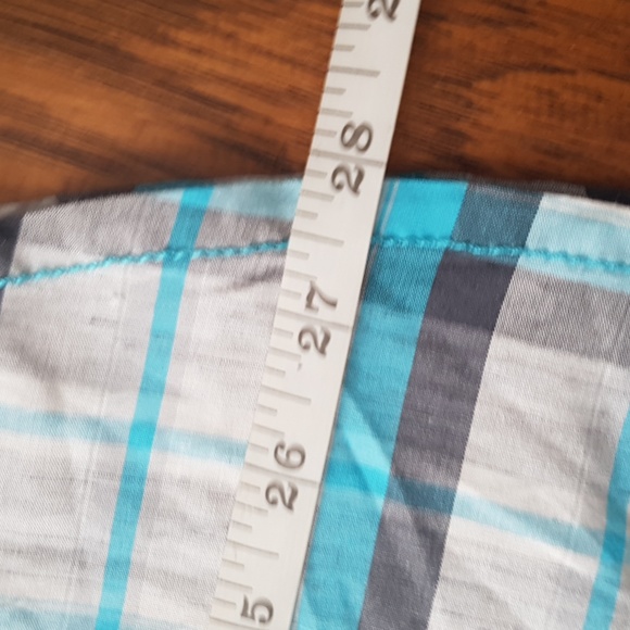 Men's Prana Short Sleeve Blue Plaid Organic Cotton Blend Button Down Size S - Picture 8 of 13